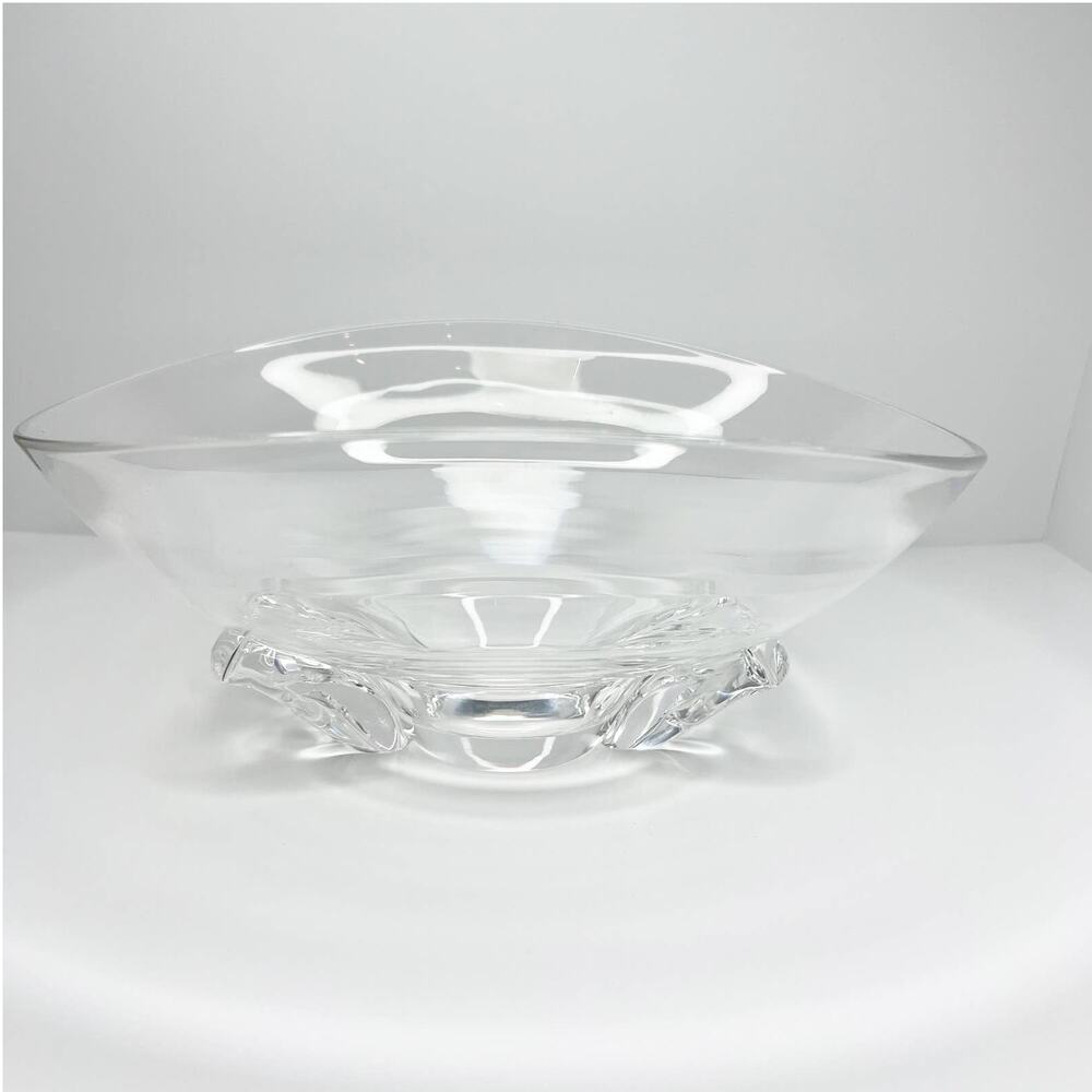 Vintage Crystal Art Glass Steuben Basket Shaped Bowl Serving Fruit